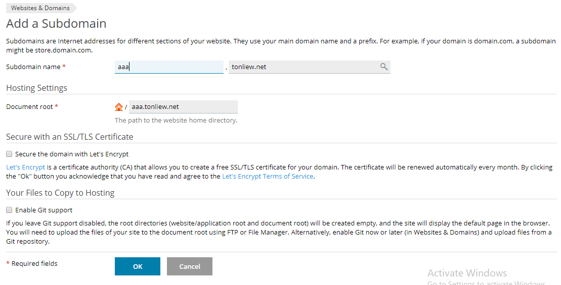 วิธี Add Subdomain ลงใน Plesk Control Panel : add your subdomain